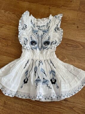 Tutu Du Monde Girl’s White Blue Embroidered One Piece Dress 6-12 Months